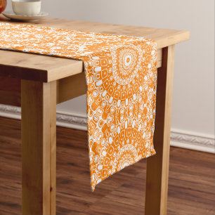 Chemin De Table Moyen Motif géométrique mandala orange