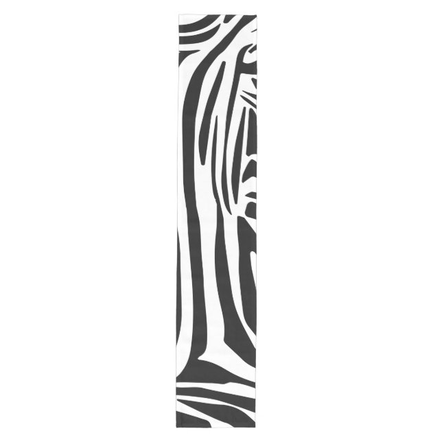 Chemin De Table Moyen Motif Imprimé Zèbre Noir et Blanc Gras (Devant)