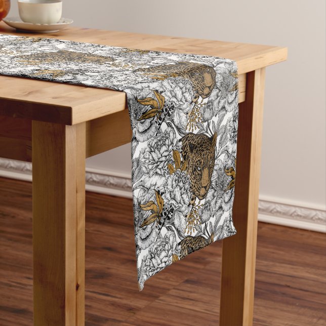 Chemin De Table Moyen Motif Leopard & Peonies (In Situ)