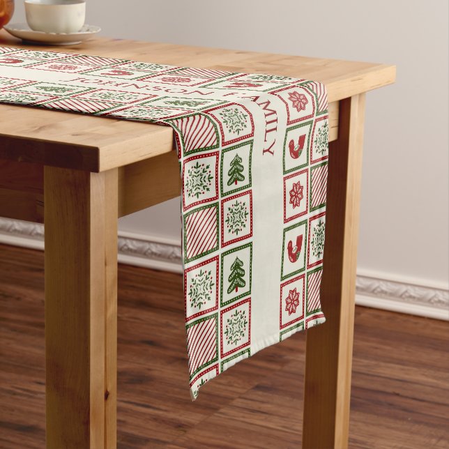Chemin De Table Moyen Motif Rétro de Noël (In Situ)