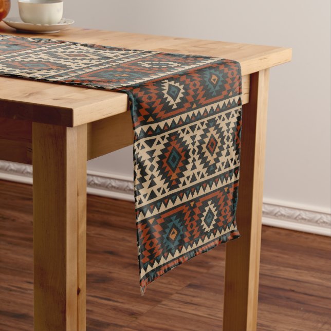 Chemin De Table Moyen Motifs diamants triangles zigzags amérindiens (In Situ)