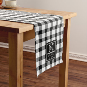 Chemin De Table Moyen Moyenne Rustic Buffalo Checks Monogramme Nom Année