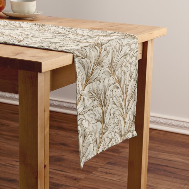 Chemin De Table Moyen Neutral Beige Gold Botanical Leaf William Morris (In Situ)