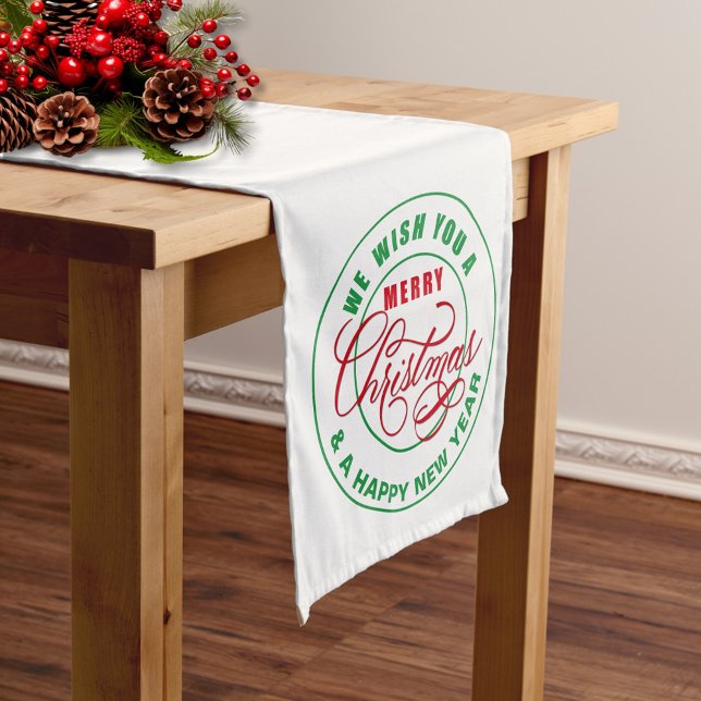 Chemin De Table Moyen Nous vous souhaitons un joyeux Noël rouge et vert (Créateur téléchargé)