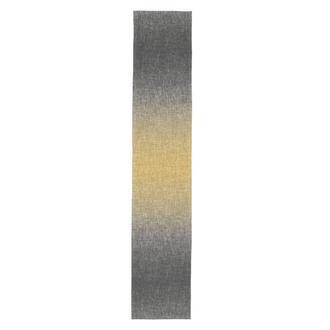 Chemin De Table Moyen Ombre gris jaune moderne Crosshatch Abstrait (Devant)