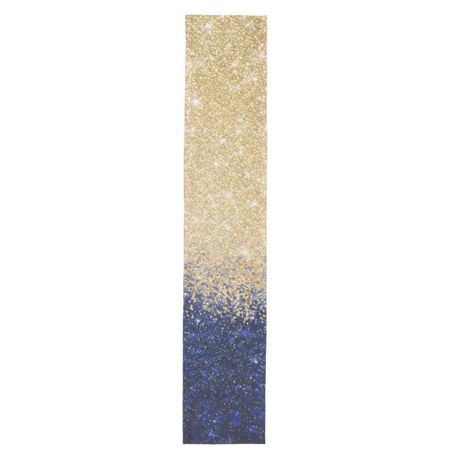 Chemin De Table Moyen Ombre Parties scintillant or et bleu design de lux (Devant)