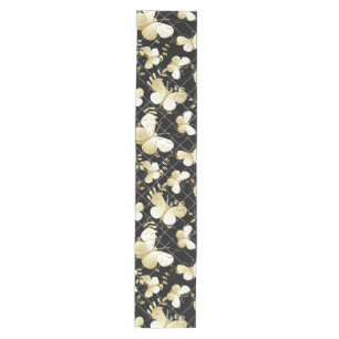 Chemin De Table Moyen Papillons dorés Motif 20.bw Black BG