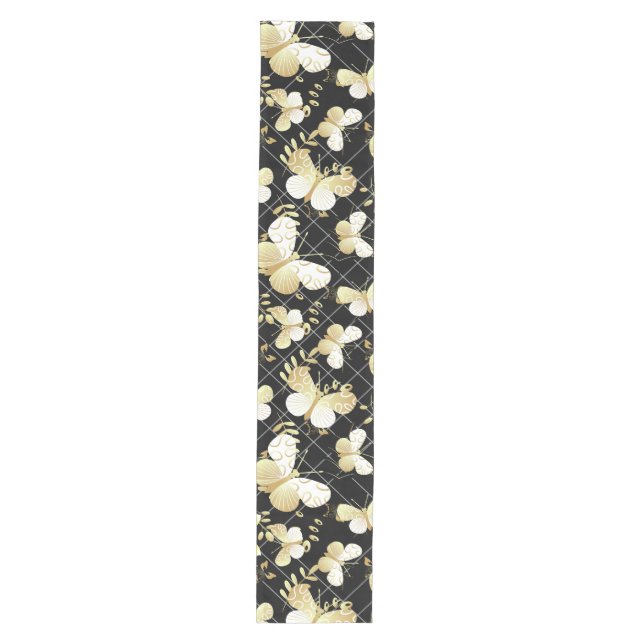 Chemin De Table Moyen Papillons dorés Motif 20.bw Black BG (Devant)