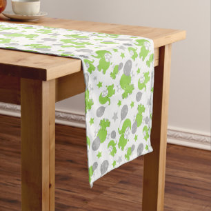 Chemin De Table Moyen Pattern of Green Elephants, Cute Elephants, stars