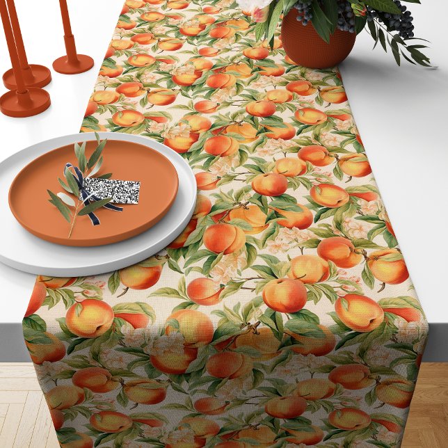 Chemin De Table Moyen Pêches d'été, Pêches au thème aquarelle (Créateur téléchargé)
