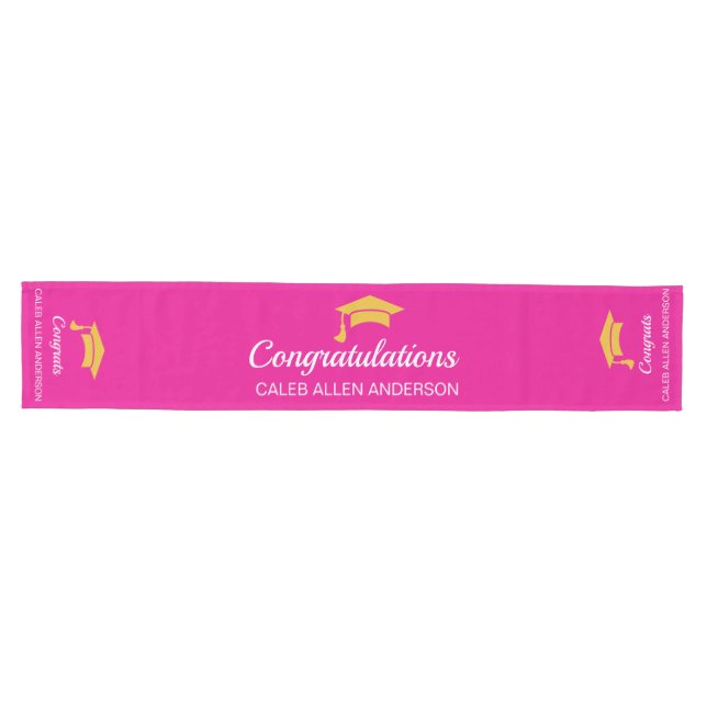 Chemin De Table Moyen Pink Graduation Cap Runner (Horizontal)