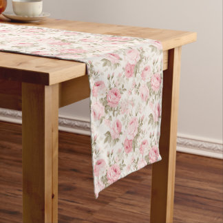 Chemin De Table Moyen PixDezines Vintage Watercolor Roses Blush Pink 
