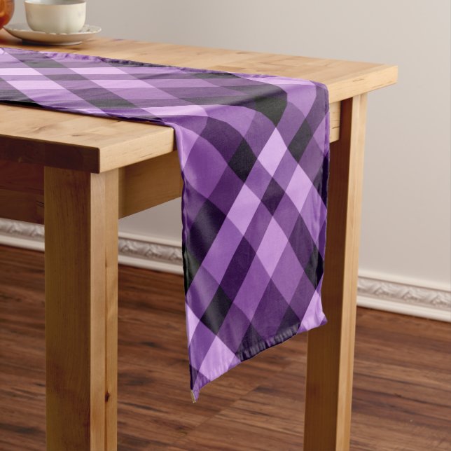 Chemin De Table Moyen Plum moderne violet Plaid Moyenne Table Runer (In Situ)