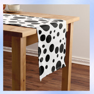 Chemin De Table Moyen Pois noirs en blanc