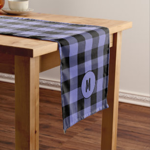 Chemin De Table Moyen Pouf plaqué de monogramme noir et de buffle périph