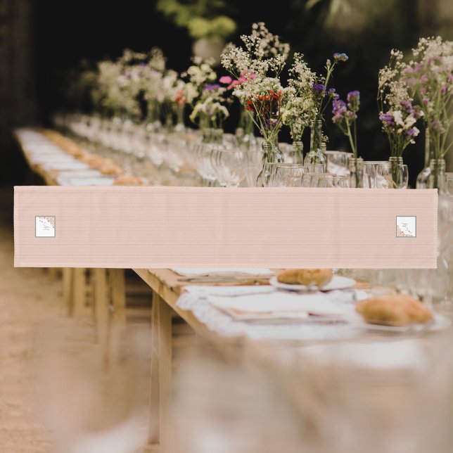 Chemin De Table Moyen Poussière Peach Stripe Terracotta Papillon Monogra (Créateur téléchargé)