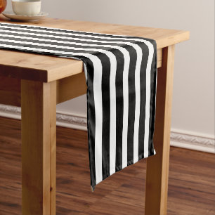Chemin De Table Moyen Rayé noir et blanc