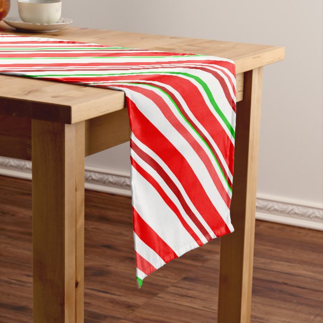 Chemin De Table Moyen Rayures de Bonbon de Noël Rouge Blanc Vert (In Situ)