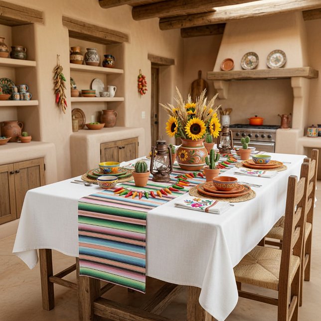 Chemin De Table Moyen Rayures pastel serape (Créateur téléchargé)
