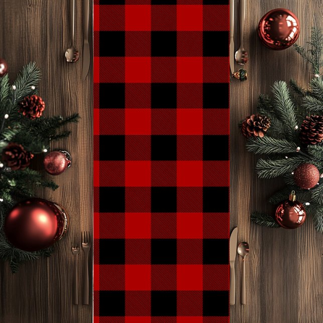 Chemin De Table Moyen Red Buffalo Plaid & Joyeux Noël (Créateur téléchargé)