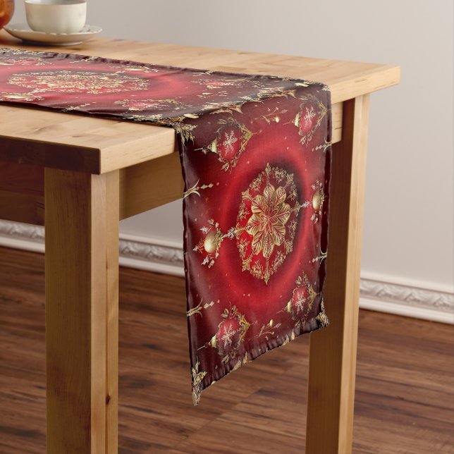 Chemin De Table Moyen Red Decorative Ornaments Holiday Table Runner (In Situ)