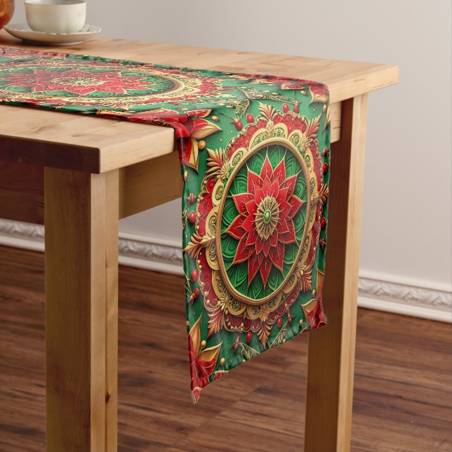 Chemin De Table Moyen Red Green Decorative Holiday Table Runner (In Situ)