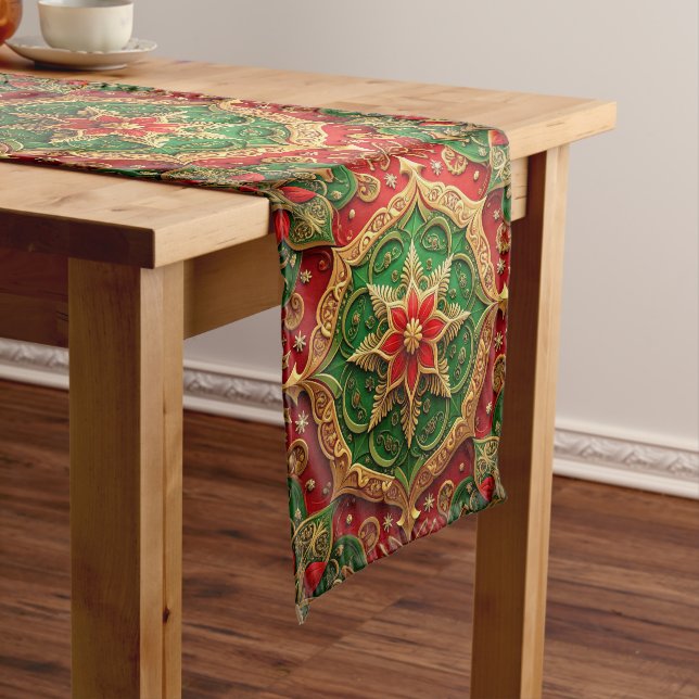 Chemin De Table Moyen Red Green Decorative Holiday Table Runner (In Situ)