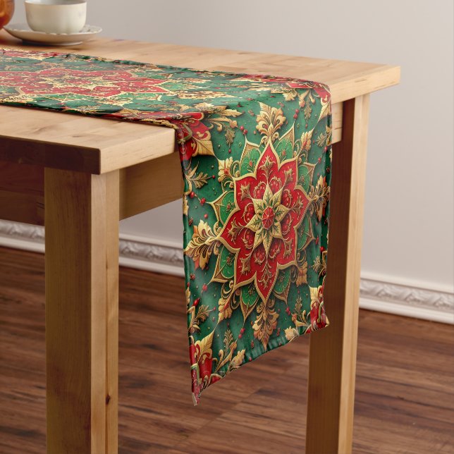 Chemin De Table Moyen Red Green Decorative Holiday Table Runner (In Situ)