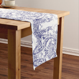 Chemin De Table Moyen Rococo Motif baroque bleu et blanc