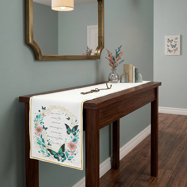 Chemin De Table Moyen Romains 8:28 Fleurs et papillons  (Créateur téléchargé)