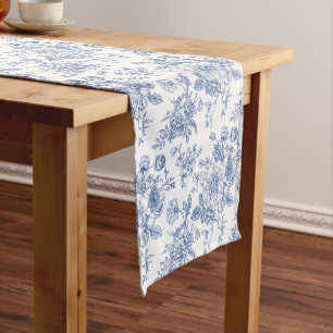 Chemin De Table Moyen Rose bleu vintage motif floral