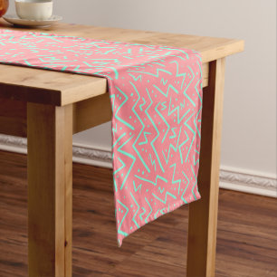 Chemin De Table Moyen Rose et Vert Retro Conception Psychédélique