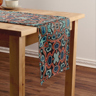 Chemin De Table Moyen Rouge Orange Blue Aqua Turquoise Hip Bohemian Art