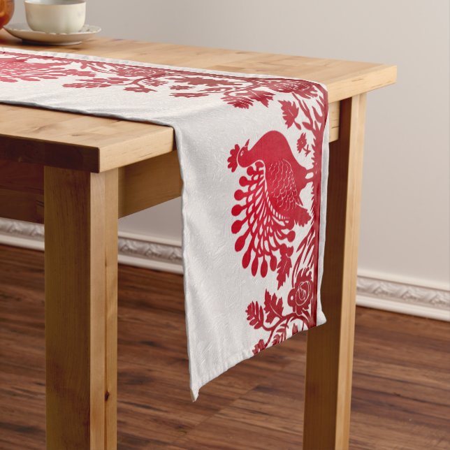 Chemin De Table Moyen Rouge Thanksgiving Turquie Floral Table Runer (In Situ)