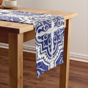 Chemin De Table Moyen Russe Vintage Portugais Carreaux Motif - Azulejo