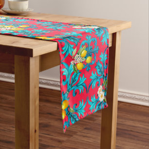Chemin De Table Moyen sicilien, été, citron, mosaïque, rose,