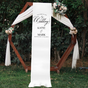 Chemin De Table Moyen Signe de tissu de calligraphie pour notre mariage