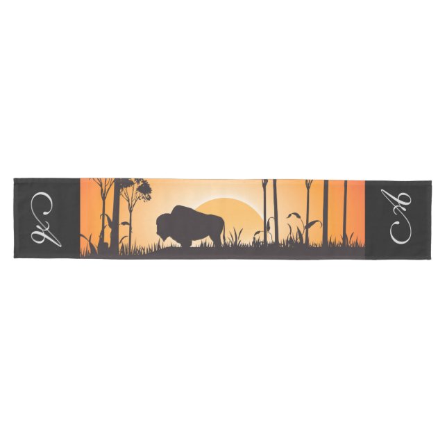 Chemin De Table Moyen Silhouette de Buffalo (Horizontal)