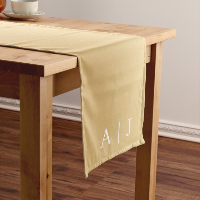 Chemin De Table Moyen Simple élégant moderne Monogramme Mariage (In Situ)