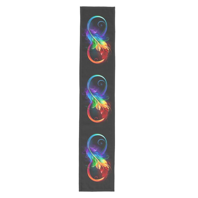 Chemin De Table Moyen Symbole d'infini avec plume arc-en-ciel (Devant)