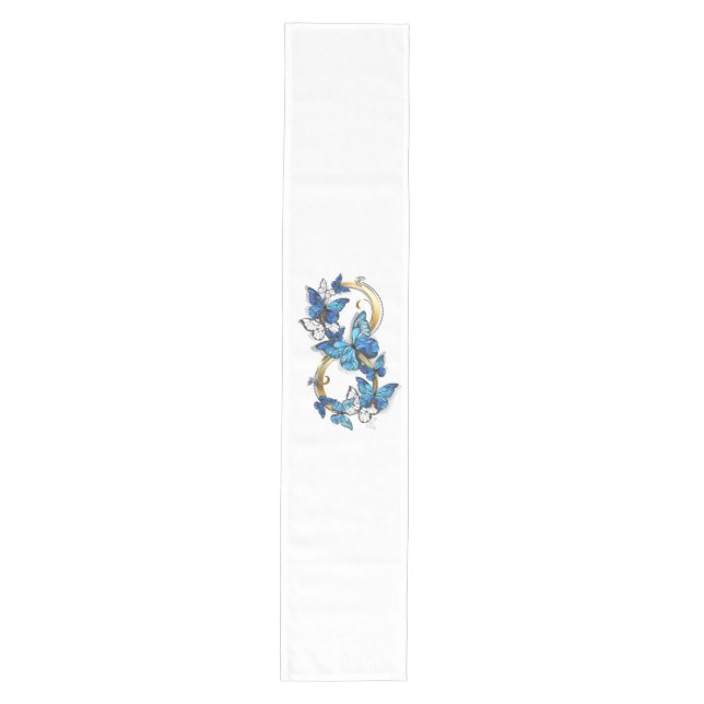 Chemin De Table Moyen Symbole Infini de Papillons Morpho Bleus (Devant)