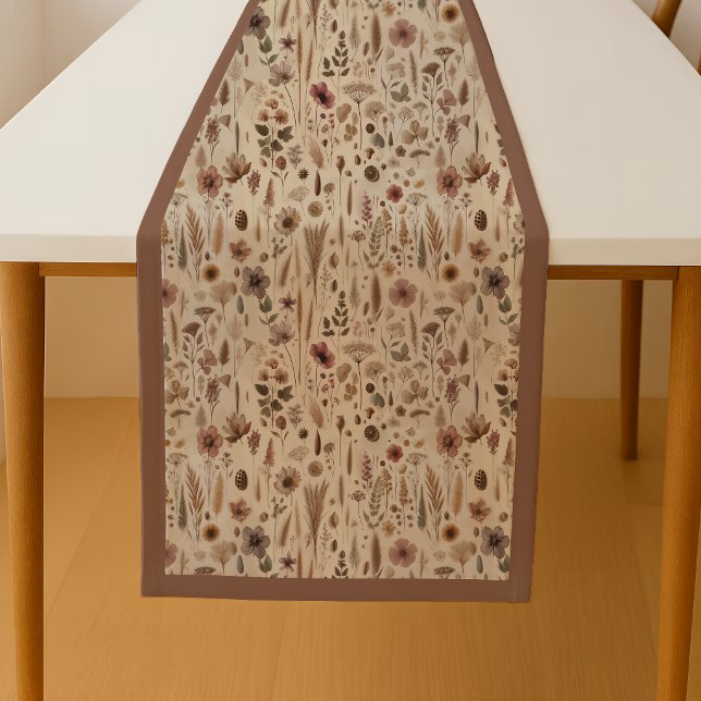 Chemin De Table Moyen Table de botanique de fleurs pressées du Herbarium (Table Runner)