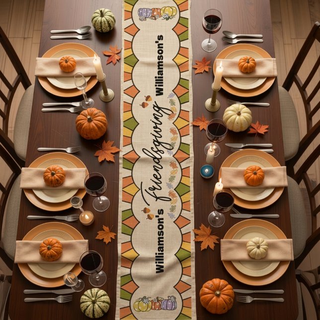 Chemin De Table Moyen Tapis de table Friendsgiving Rétro Groovy (Créateur téléchargé)