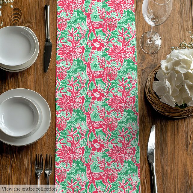 Chemin De Table Moyen Tapis de table moderne vert magenta pré-ado pour N (Modern green magenta preppy Christmas table runner)