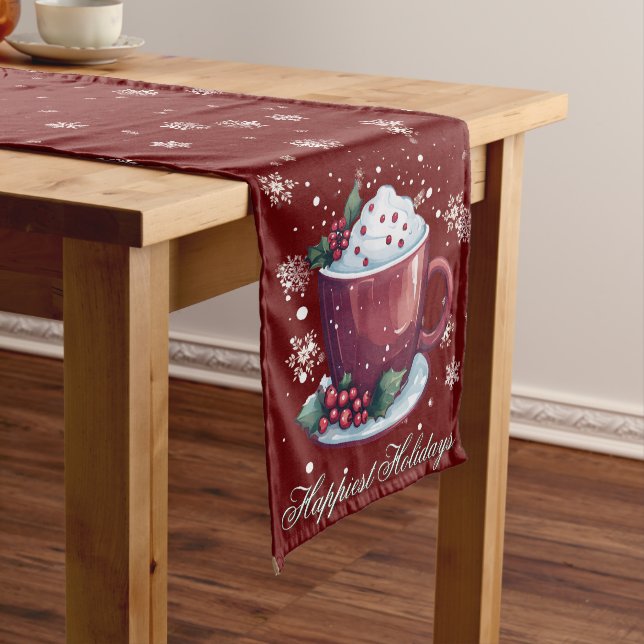 Chemin De Table Moyen Tasse de chocolat chaud de Noël | Rouge (In Situ)