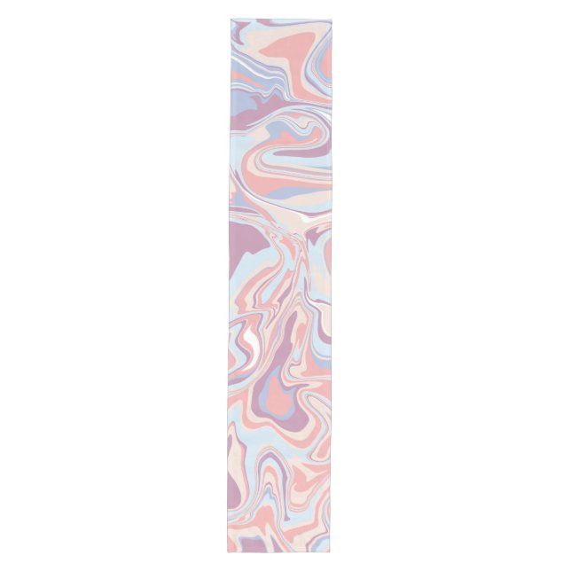 Chemin De Table Moyen Tendance Abstrait rose Blush Blue Marble Swirl (Devant)