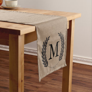 Chemin De Table Moyen Toile de jute noire de Faux de lauriers de blé -