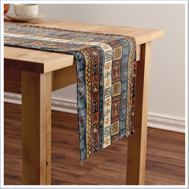 Chemin De Table Moyen Tribal Ethnique Marron Or & Vert (Créateur téléchargé)