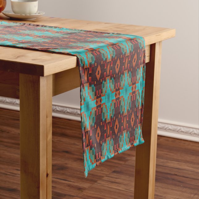 Chemin De Table Moyen Turquoise Turquoise Orange Rouge Eclectique Ethniq (In Situ)