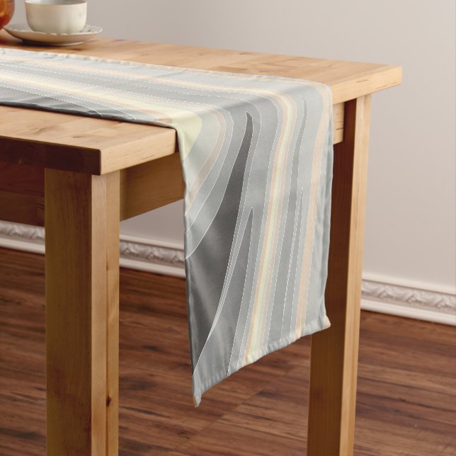 Chemin De Table Moyen vagues rose gris jaune (In Situ)